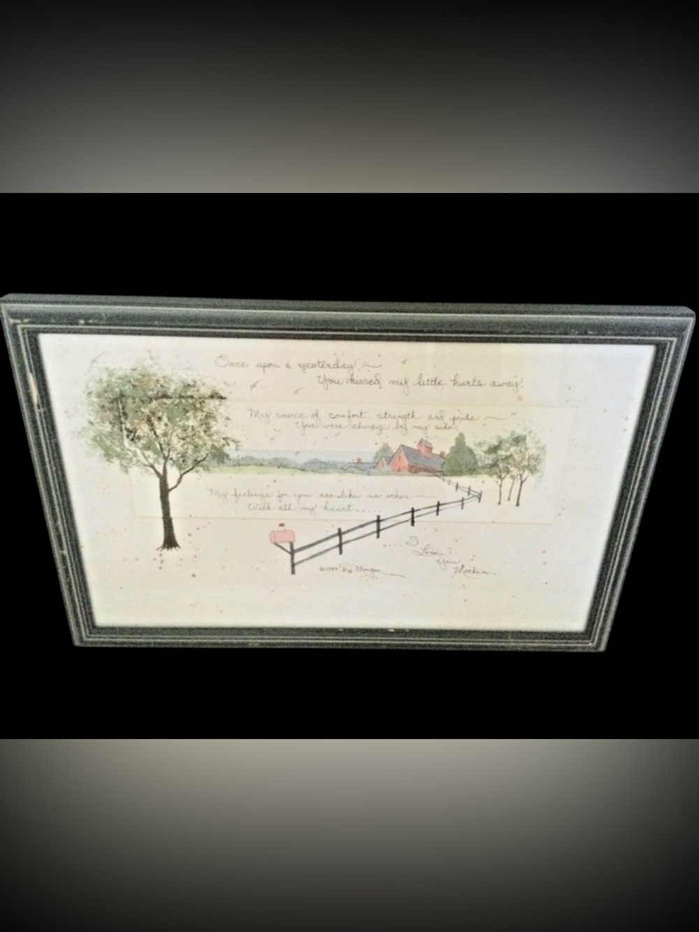 D.Morgan Vintage Framed Print "I Love You Mother" 1989 "Mother's Day Gift"